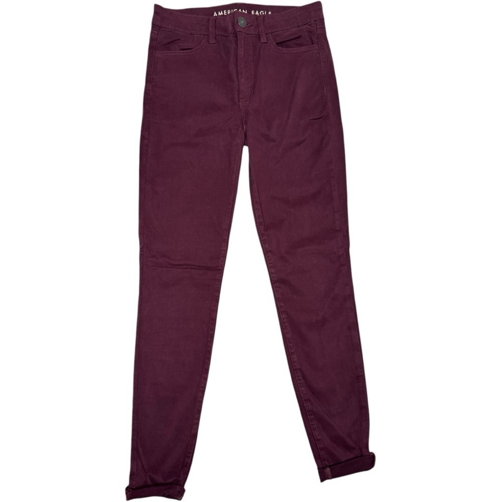 American Eagle Burgundy Hi Rise Stretch Pants Size 4